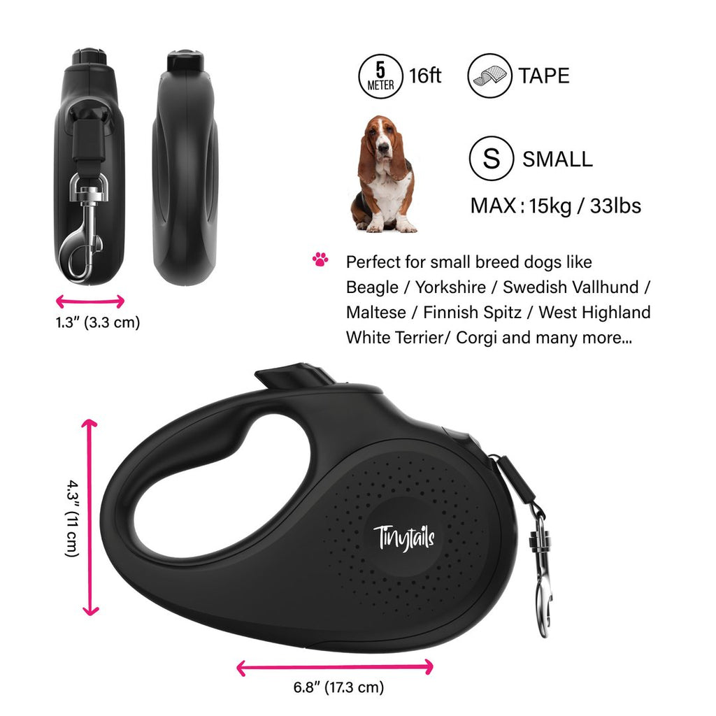 Showing measurement of small retractable leash 